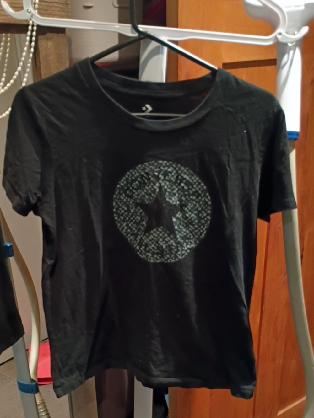 Converse Black Short Sleeve Tee with Metallic Star Graphic